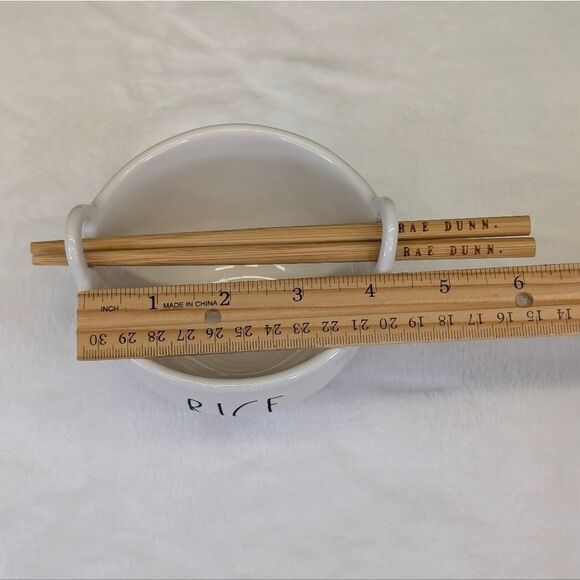 Rae Dunn RICE Bowl with Chopsticks - Picture 7 of 7
